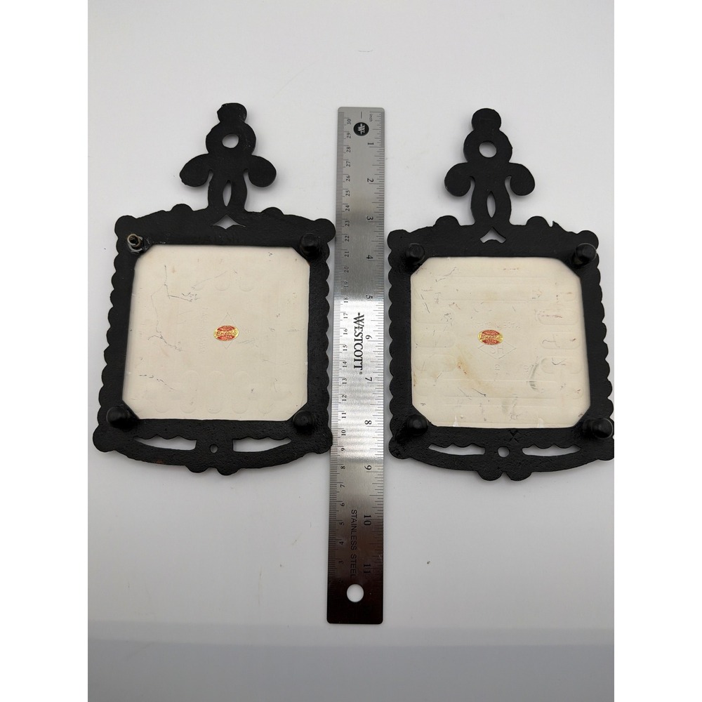 Vintage Enesco Japan Irish Blessing Cast Iron Ceramic Trivet Set of 2 - Picture 4 of 5